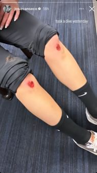 Canseco's knees in the aftermath of the event